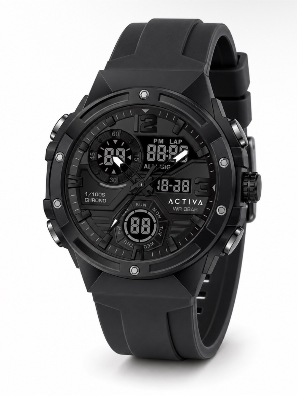 Activa Men's Black Sport Digital-Analog Watch